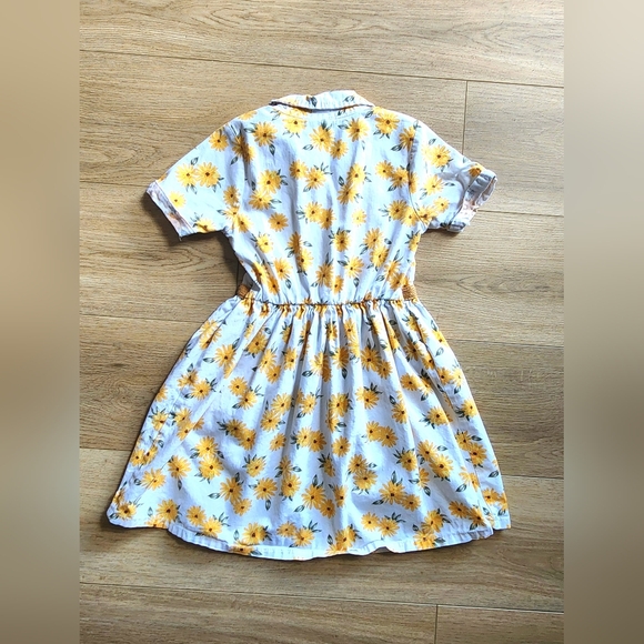 Little Lass Sunflower Yellow and White Dress - Picture 2 of 3